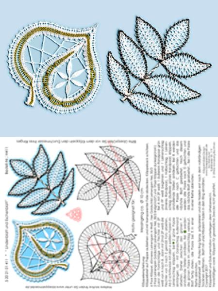413 Klöppelbrief "Kastanienblatt und Eichenblatt"
