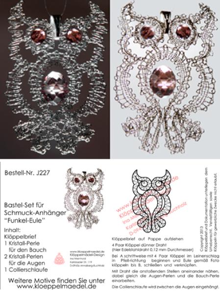 227 Klöppelschmuck Bastelset „Funkel-Eule"