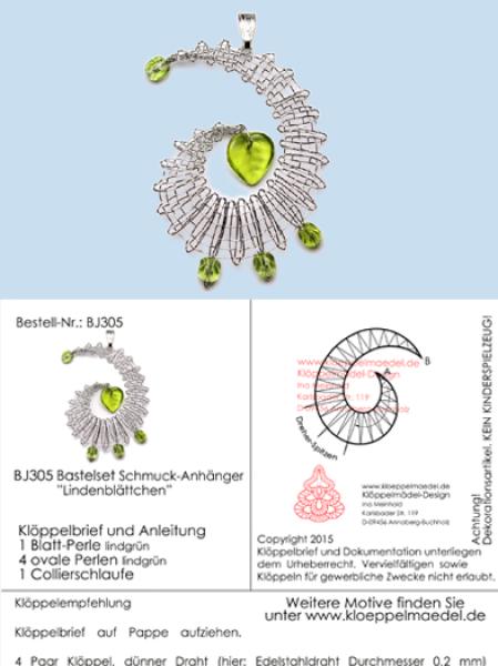305 Klöppelschmuck Bastelset  „Lindenblättchen“