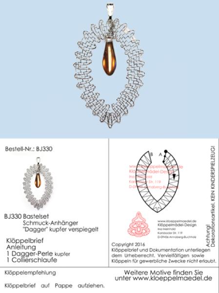 330 Klöppelschmuck Bastelset  „Dagger“ kupfer verspiegelt