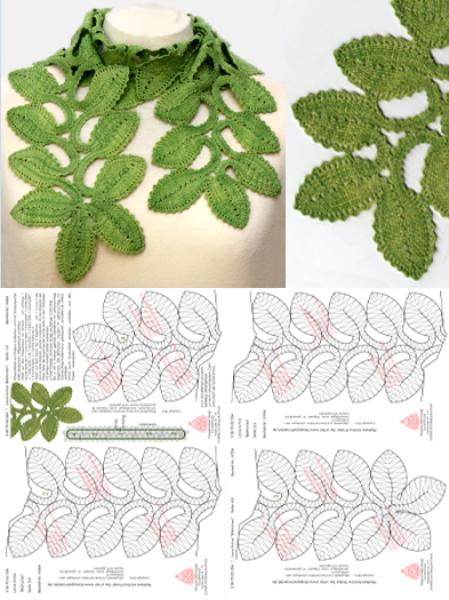 334  Klöppelbrief Lace-Schal "Blättchen“
