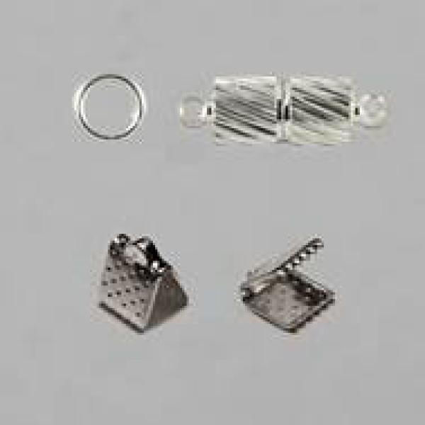 M017 Set Magnetverschluss + 2 Krampen 6x6mm + 2 Spaltringe klein - Einzelteile