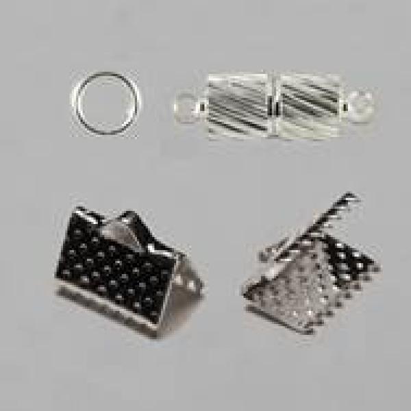 M018 Set Magnetverschluss + 2 Krampen 10x6mm + 2 Spaltringe klein - Einzelteile