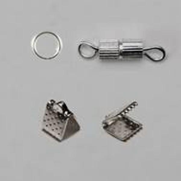 M025 Set Schraubverschluss + 2 Krampen 6x6mm + 2 Spaltringe klein - Einzelteile
