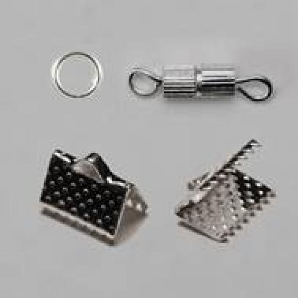 M026 Set Schraubverschluss + 2 Krampen 10x6mm + 2 Spaltringe klein - Einzelteile