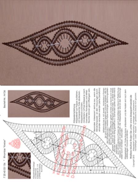 136 Klöppelbrief Rhombenmotiv "Kreise"