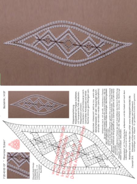 137 Klöppelbrief Rhombenmotiv "Ecken"