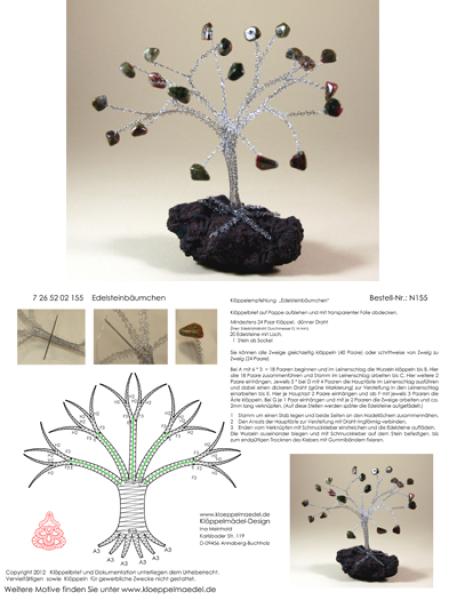 155 Klöppelbrief „Edelsteinbäumchen“ Miniatur