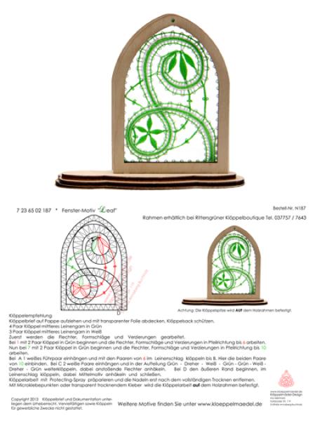 187 Klöppelbrief Fenster „Leaf“