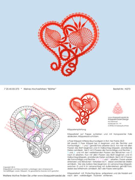 244 Klöppelbrief  Kleines Muttertagsherz „Blüten“