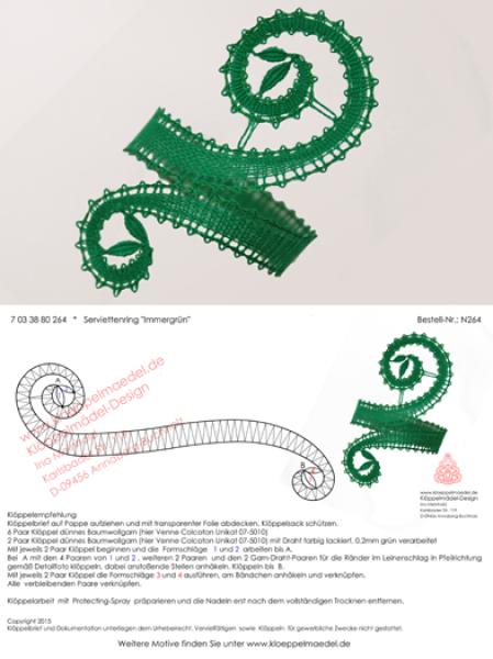 264 Klöppelbrief Serviettenring „Immergrün“