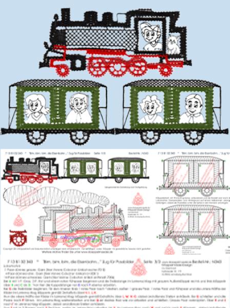 343 Klöppelbrief  „Bim, bim, bim, die Eisenbahn…" Zug für Passbilder
