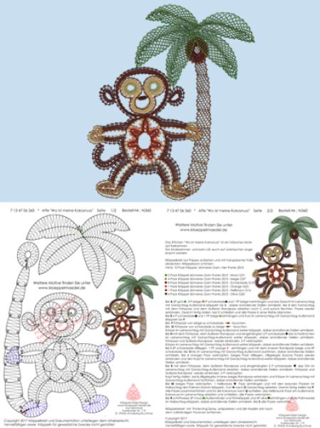 360 Klöppelbrief Affe - „Wo ist meine Kokosnuss"
