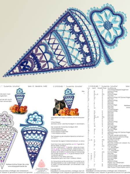 405 Klöppelbrief "Zuckertüte - Schultüte"