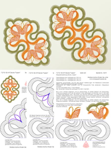 419 Klöppelbrief  Decke „Tulpen“