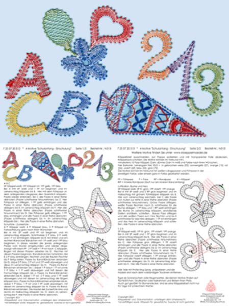 513 Klöppelbrief 4 Motive "Schulanfang - Einschulung"