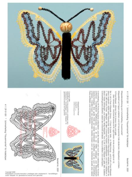 031 Klöppelbrief Schmetterling "Trauermantel" für Chenille Körper