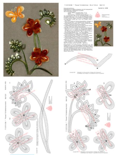 038 Klöppelbrief Keilrahmenbild "Flowers"