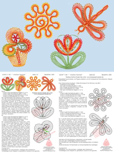 331 Klöppelbrief 4 Motive „Sommer"
