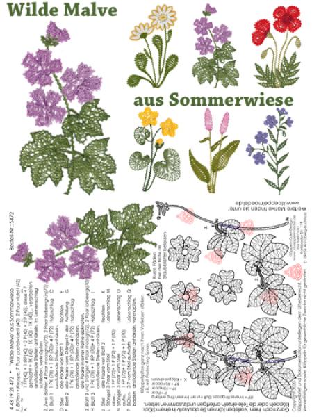 472 Klöppelbrief "Wilde Malve" aus Sommerwiese