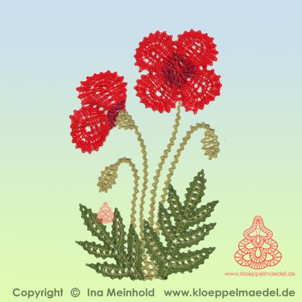 474 Klöppelbrief "Mohnblume" aus Sommerwiese