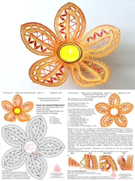 577 Klöppelbrief Blüte "Fiore" für Teelichthalter