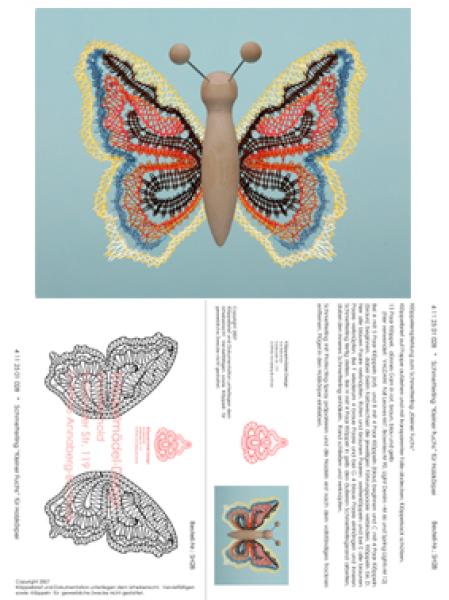 028 Klöppelbrief Schmetterling "Kleiner Fuchs" für Holzkörper