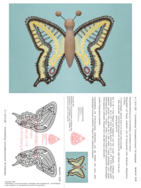 029 Klöppelbrief Schmetterling "Schwalbenschwanz" für Holzkörper