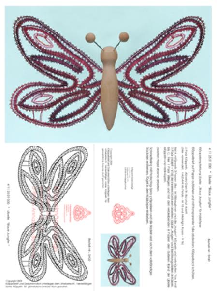 030 Klöppelbrief Libelle "Blaue Jungfer" für Holzkörper