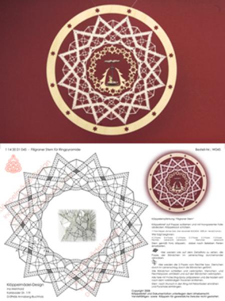 045 Klöppelbrief Stern für Ringpyramide