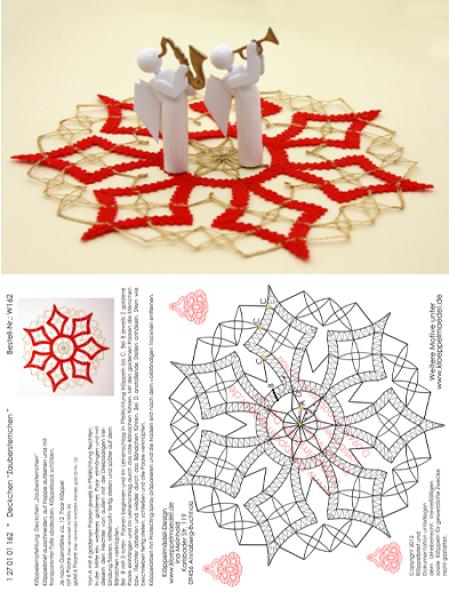 162 Klöppelbrief Deckchen  „Zaubersternchen“