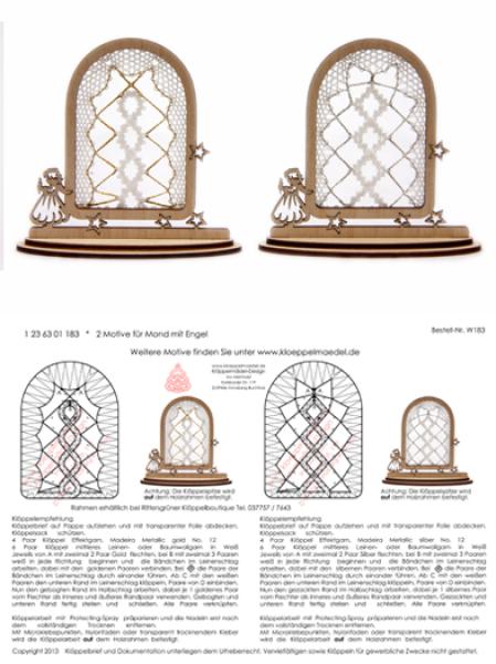183 Klöppelbrief "2 Klöppeleinsätze für Rahmen Fenster mit Engelchen"