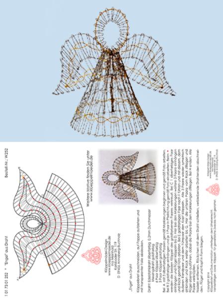 252 Klöppelbrief “Engel” aus Draht