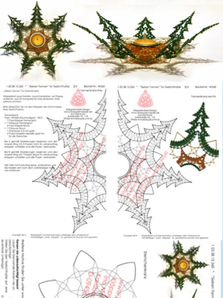 260 Klöppelbrief  „Sieben Tannen“  für Teelichthalter