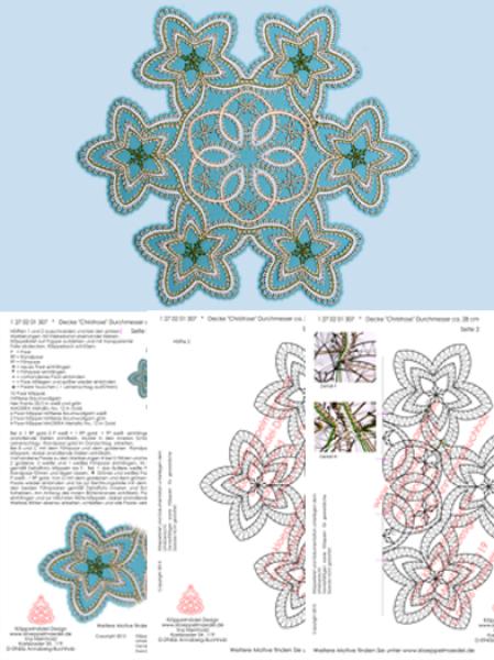 307 Klöppelbrief Decke „Christrosen“