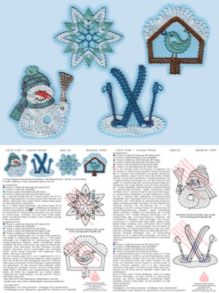 347 Klöppelbrief 4 Motive „Winter"