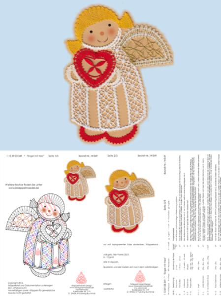 349 Klöppelbrief „Engel mit Herz“