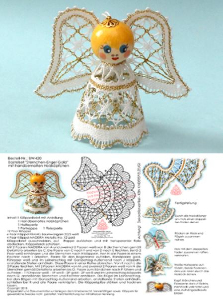 420 Bastelset "Sternchen-Engel" mit handbemalten Holzköpfchen gold