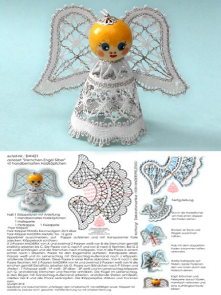 421 Bastelset "Sternchen-Engel" mit handbemalten Holzköpfchen silber