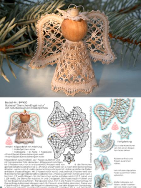 450 Bastelset Sternchen-Engel "Natur" mit Holzköpfchen