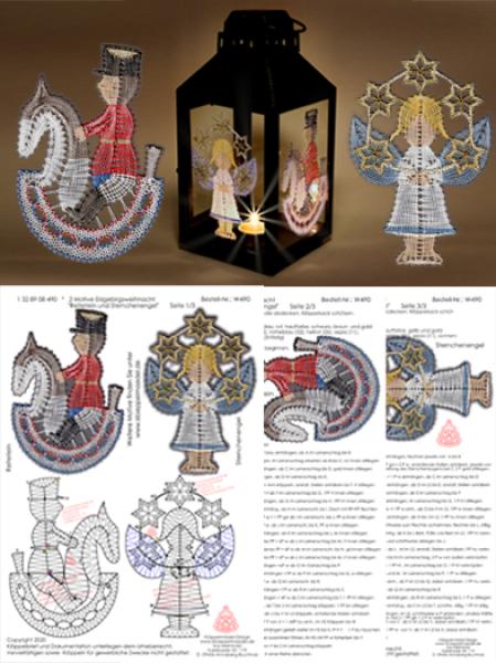 490 Klöppelbrief 2 Motive Erzgebirgsweihnacht  "Reiterlein und Sternchenengel"