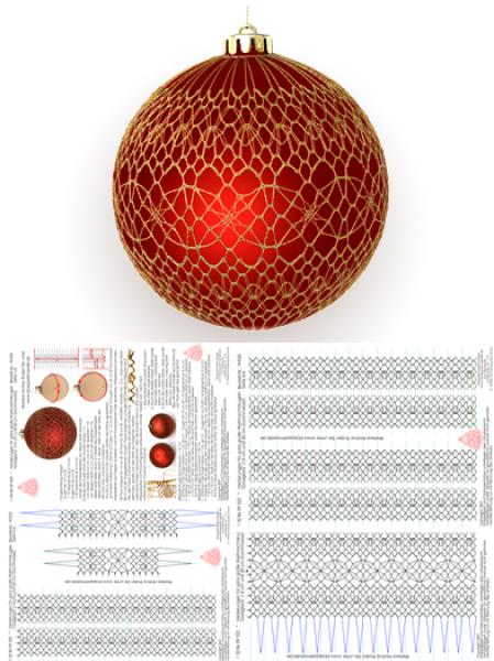 522 Klöppelbrief Verzierungen für ganz große Christbaumkugeln "Goldglanz"  14 cm bis 20 cm Durchmesser
